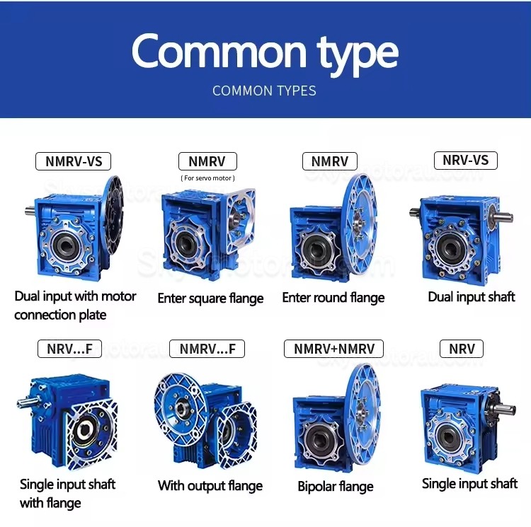 NRV-VS63 Series 0.3-2.8KW Worm Drive Gearbox, Ratio 20:1 118-160nm with Dual Input Shaft